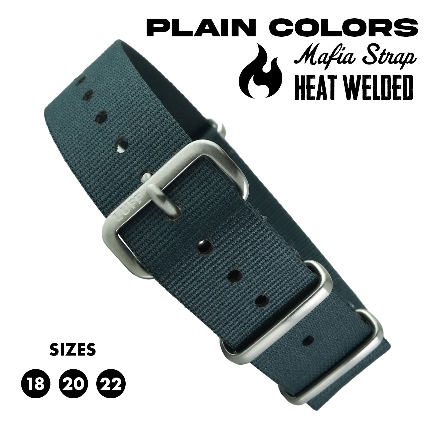 Heat-Welded Plain Color Variant Mafia Strap 18, 20mm