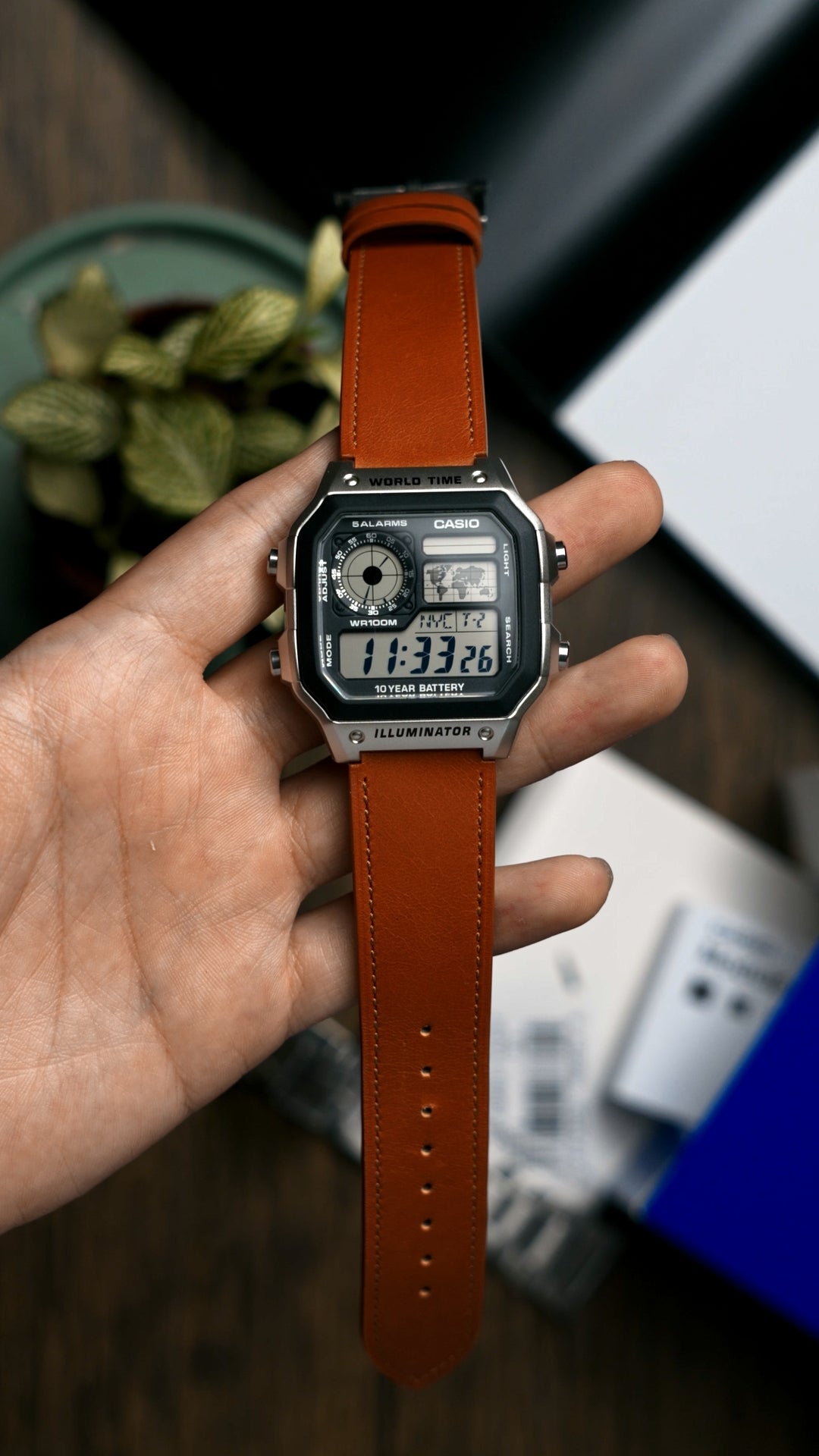 Vintage Leather strap for Casio Worldtimer