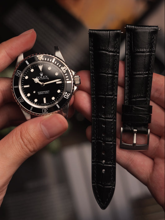 Crocodile Scale embossed Leather Strap - Monarch Label