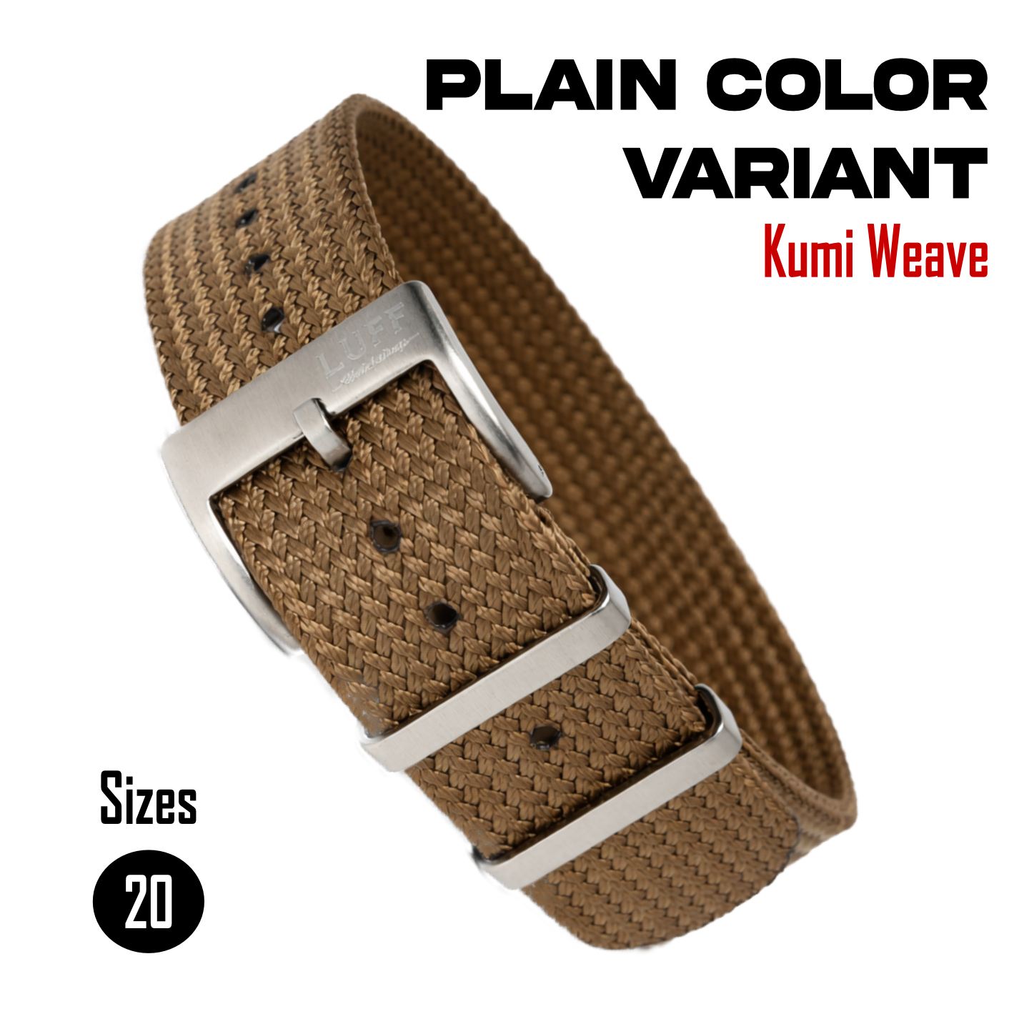 Kumi Weave Strap 20mm - Plain Color Variant – luffwatchstrap