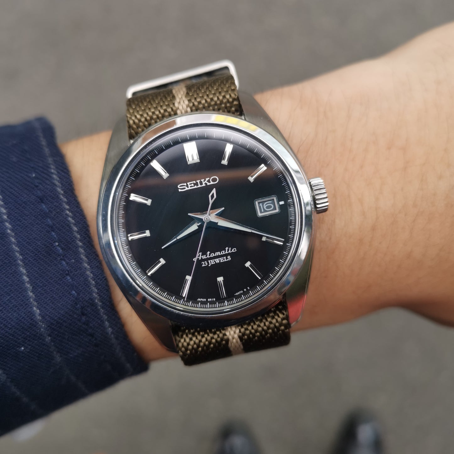 Mocha with beige stripes - Woven strap (4358007423063)