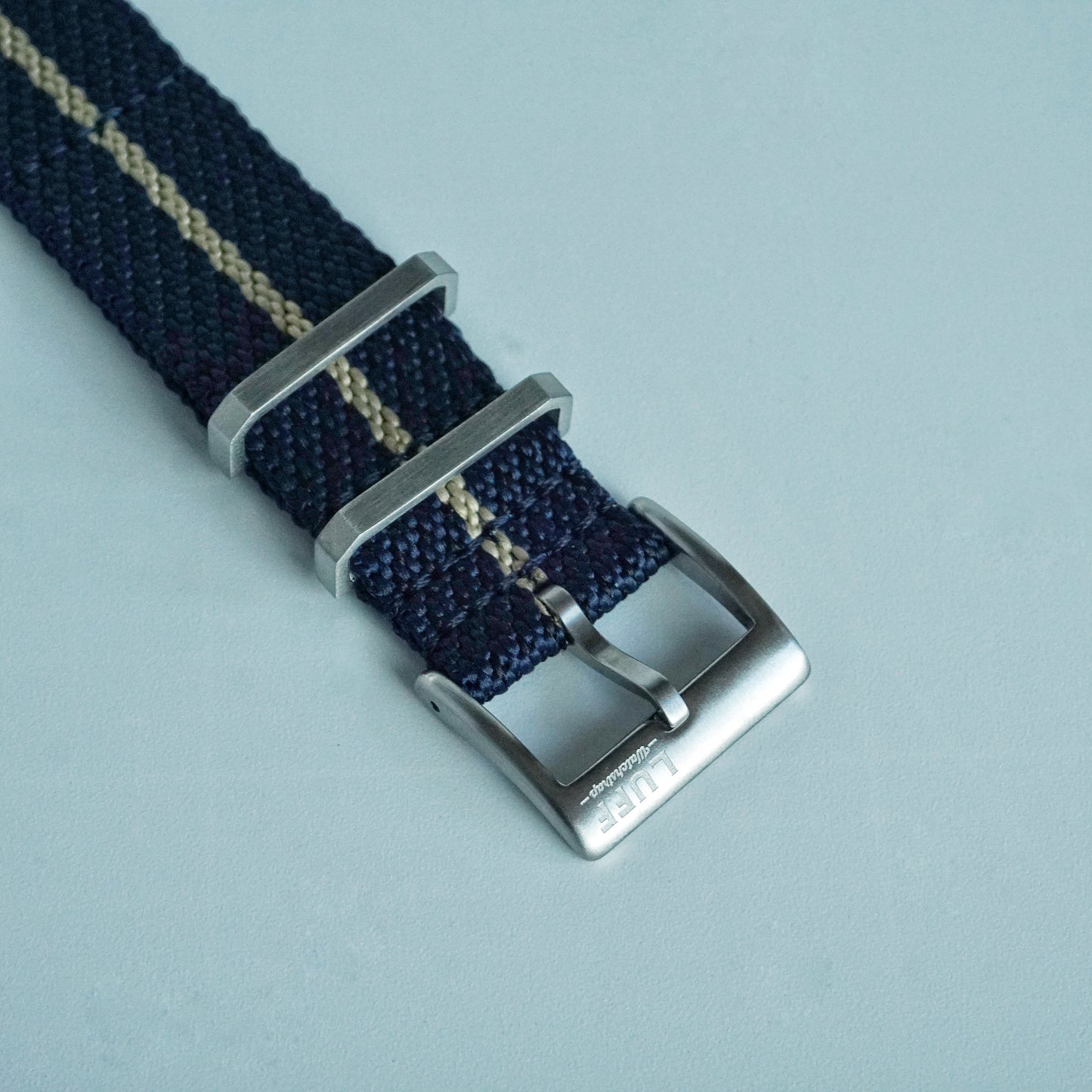 Blue Noir with Khaki Stripe- HISHI STRAP 20mm (6873496780887)
