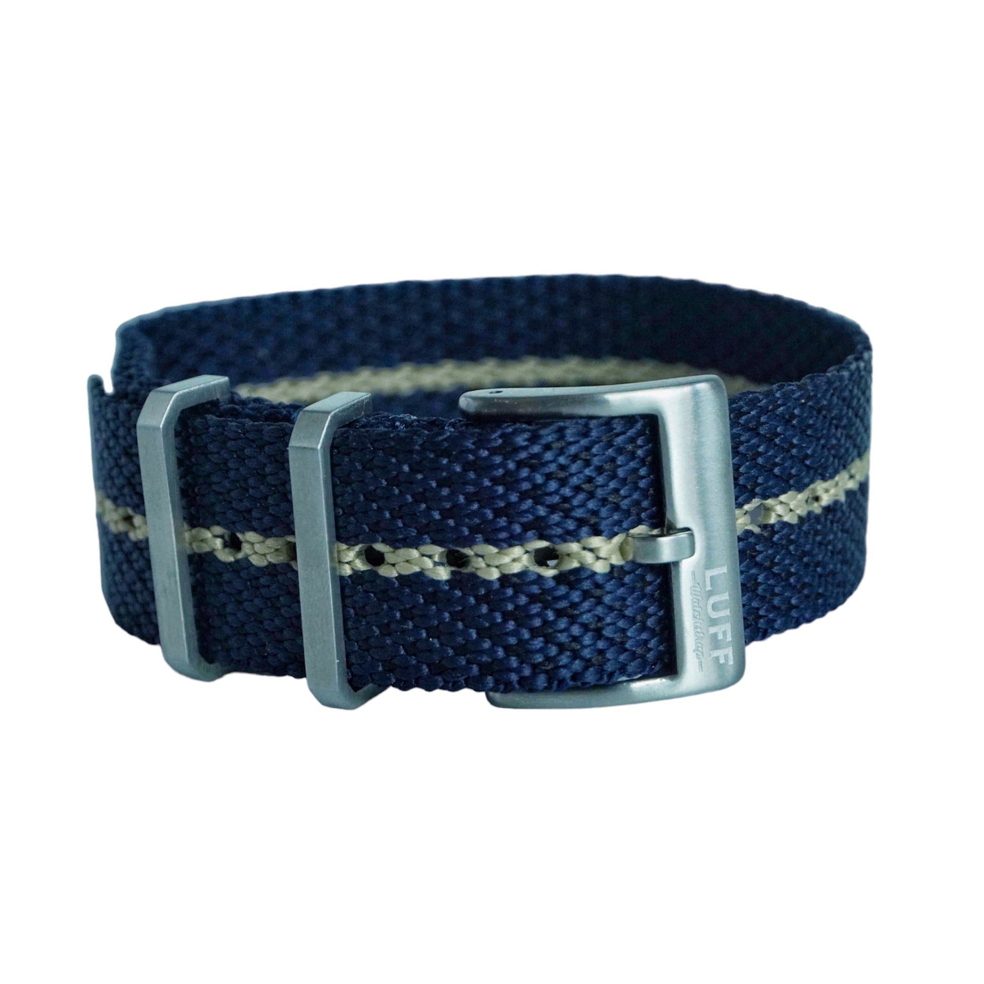 Blue Noir with Khaki Stripe- HISHI STRAP 20mm (6873496780887)