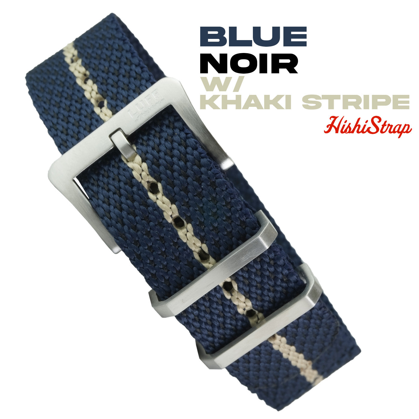 Blue Noir with Khaki Stripe- HISHI STRAP 20mm (6873496780887)