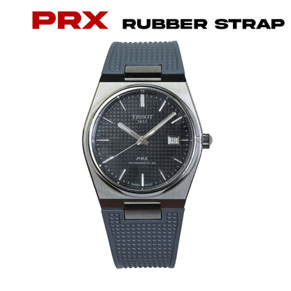 PRX Tissot Black FKM Rubber Strap with Metal Adapter 40mm