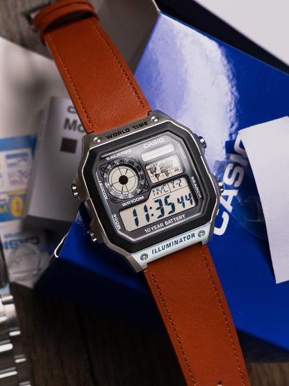 Vintage Leather strap for Casio Worldtimer