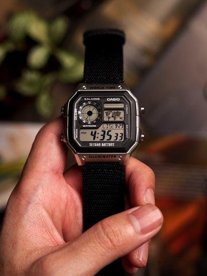 Vintage Canvas for Casio Worldtimer 22-18mm