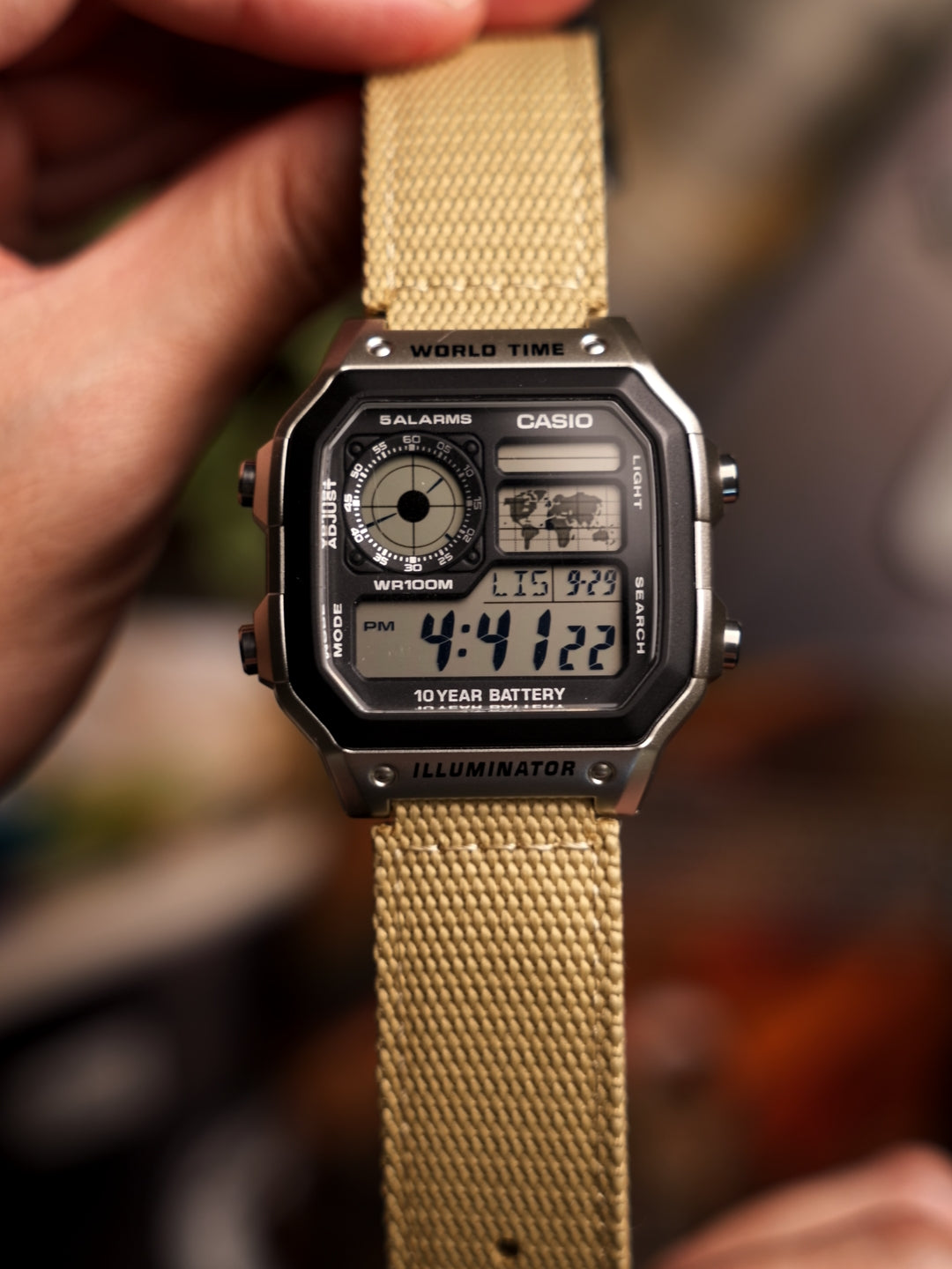 Vintage Canvas for Casio Worldtimer 22-18mm