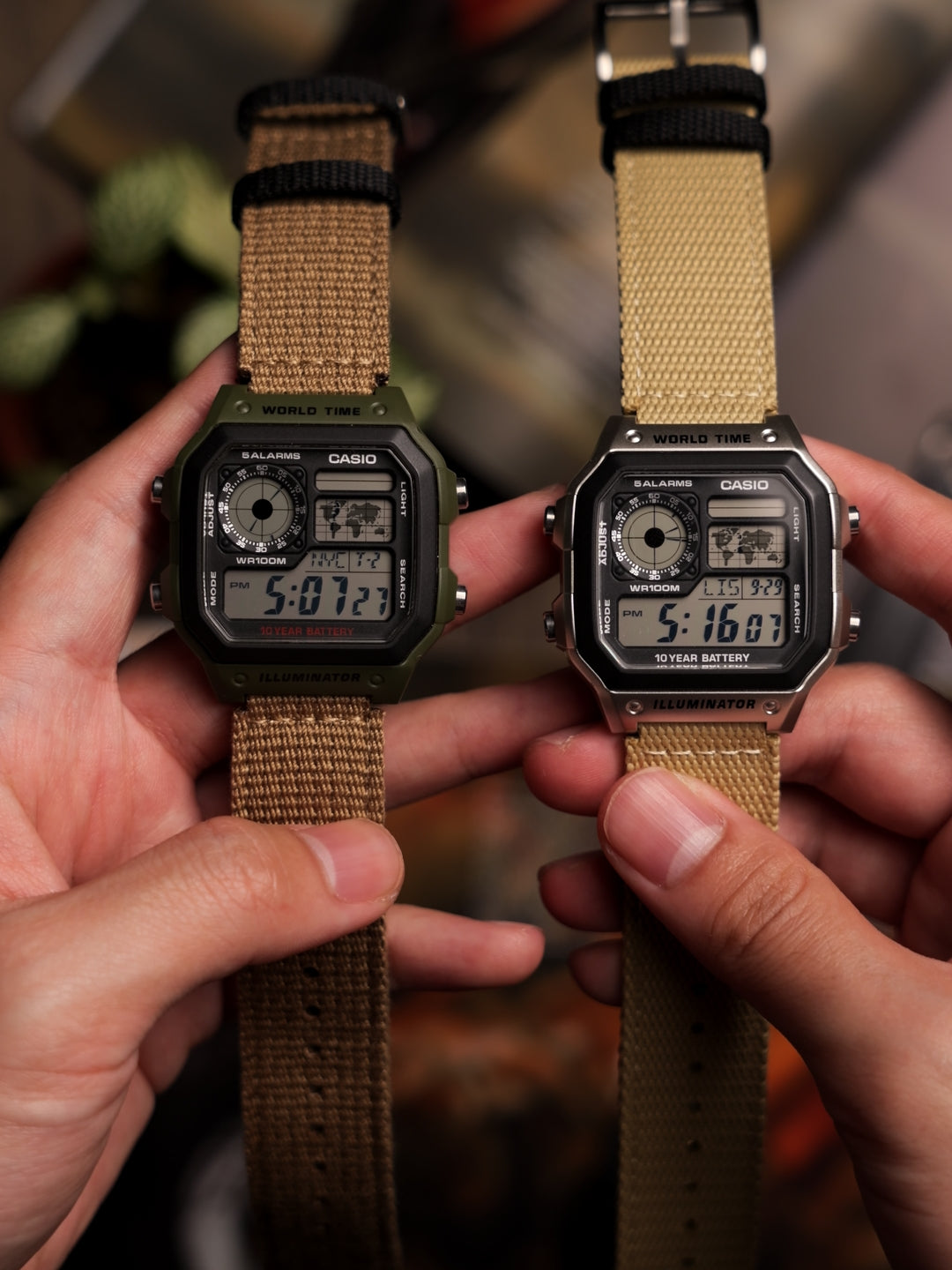 Woven Canvas for Casio Worldtimer 22-18mm