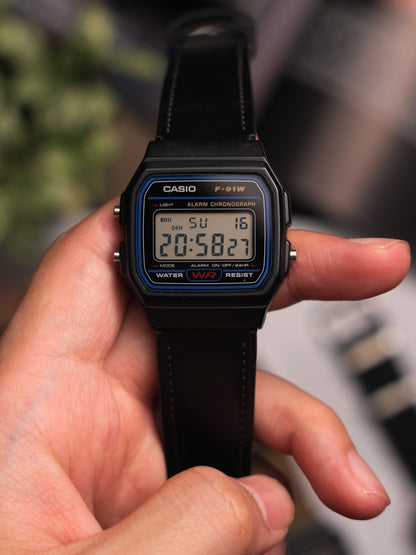 Vintage Leather strap for Casio F-91W, A158 | 20-18mm