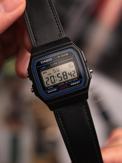 Vintage Leather strap for Casio F-91W, A158 | 20-18mm