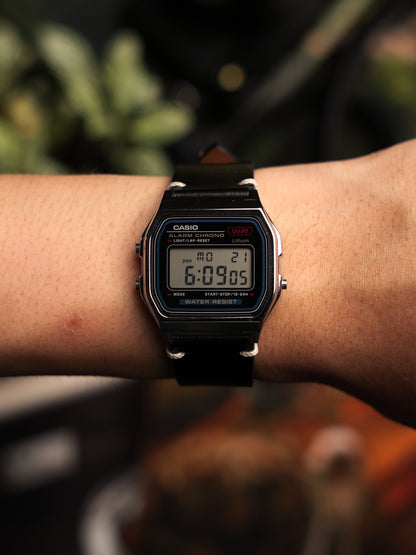 Vintage Side Stitch Leather strap for Casio F-91W, A158 | 20-18mm