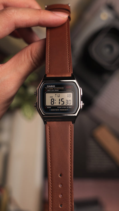 Vintage Leather strap for Casio F-91W, A158 | 20-18mm