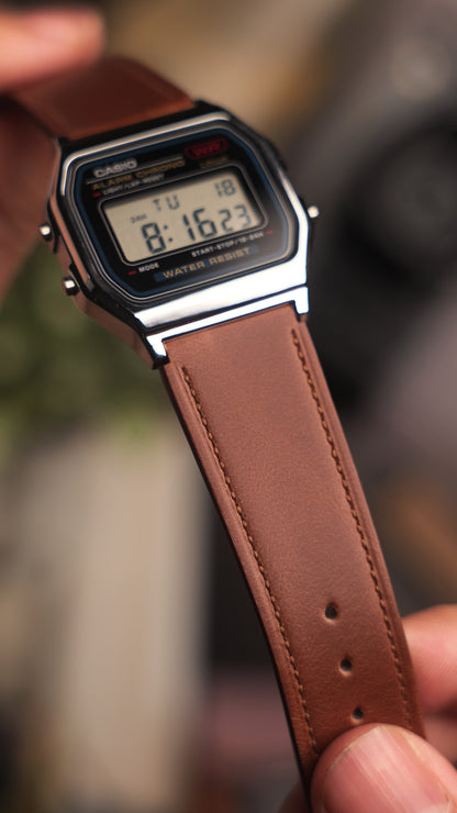 Vintage Leather strap for Casio F-91W, A158 | 20-18mm