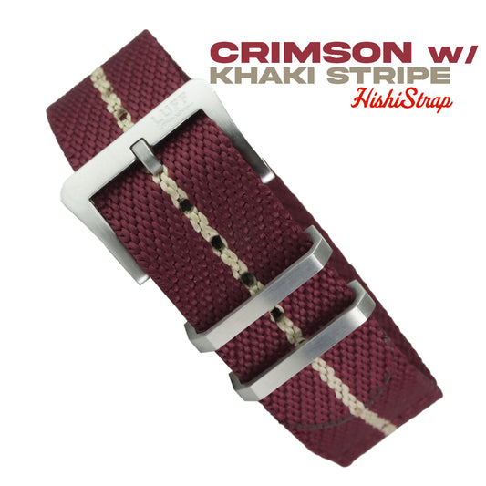 Crimson Noir with Khaki Stripes- HISHI STRAP 20mm (6873497894999)