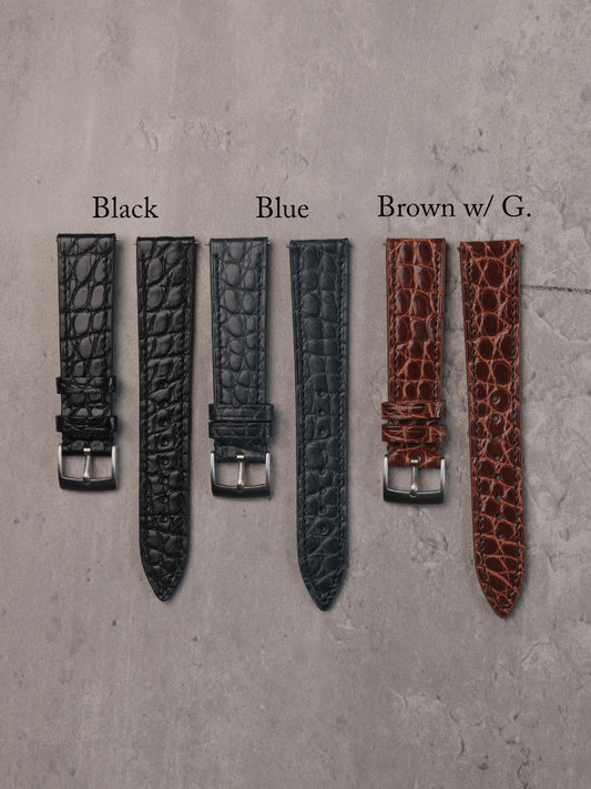 Crocodile Flanks Leather Strap - Monarch Label