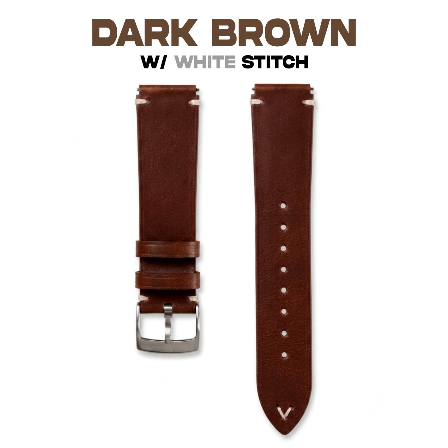 Vintage Side Stitch Leather strap for Casio F-91W, A158 | 20-18mm