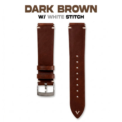 Vintage Side Stitch Leather strap for Casio F-91W, A158 | 20-18mm