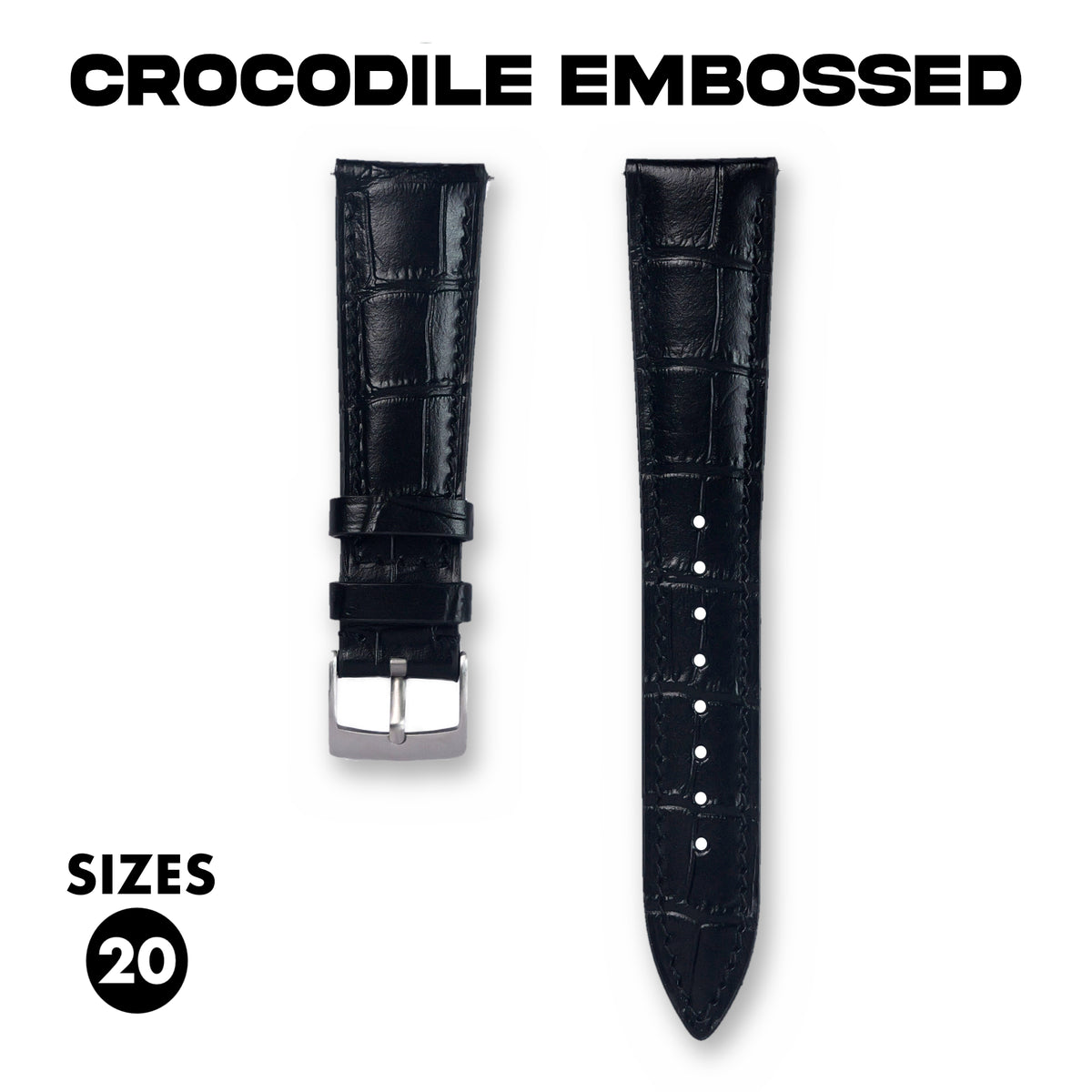 Crocodile Scale embossed Leather Strap - Monarch Label