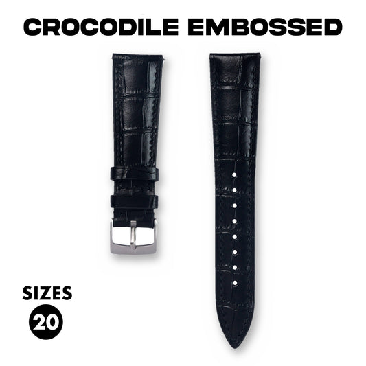Crocodile Scale embossed Leather Strap - Monarch Label