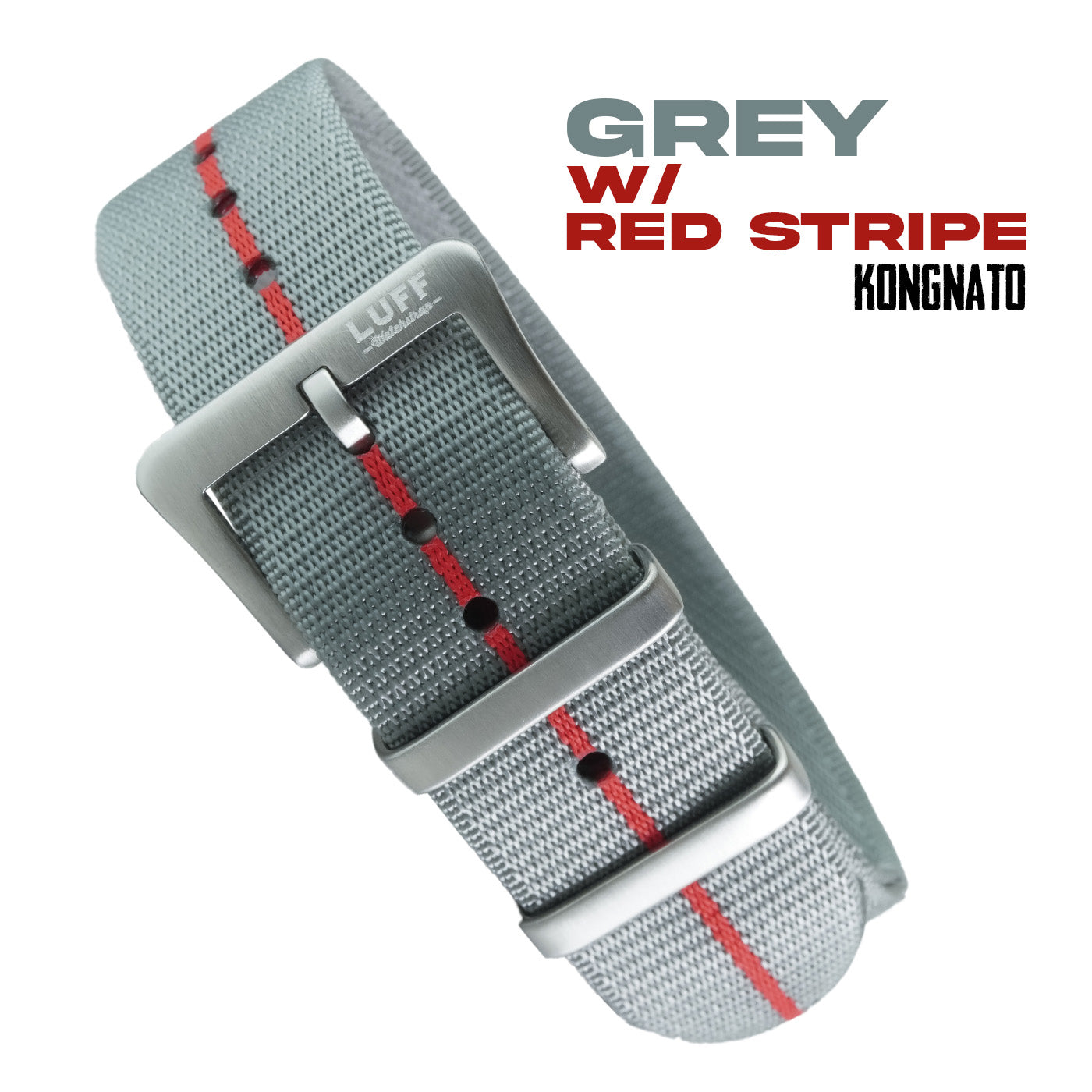 Grey with Red Stripe 20mm - KongNato (6906634797143)