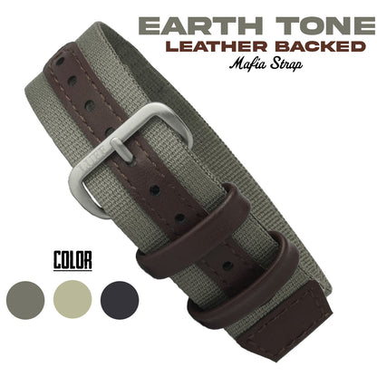 Leather Backed Earth Toned Mafia Strap 20mm