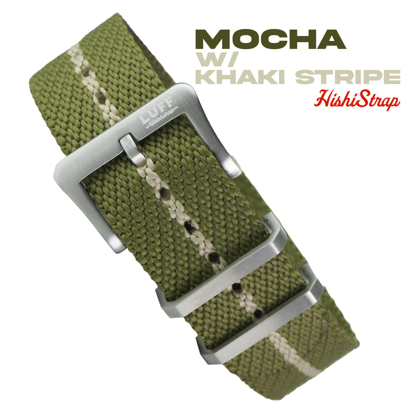 Mocha with Khaki Stripe - HISHI STRAP 20mm (6907287044183)