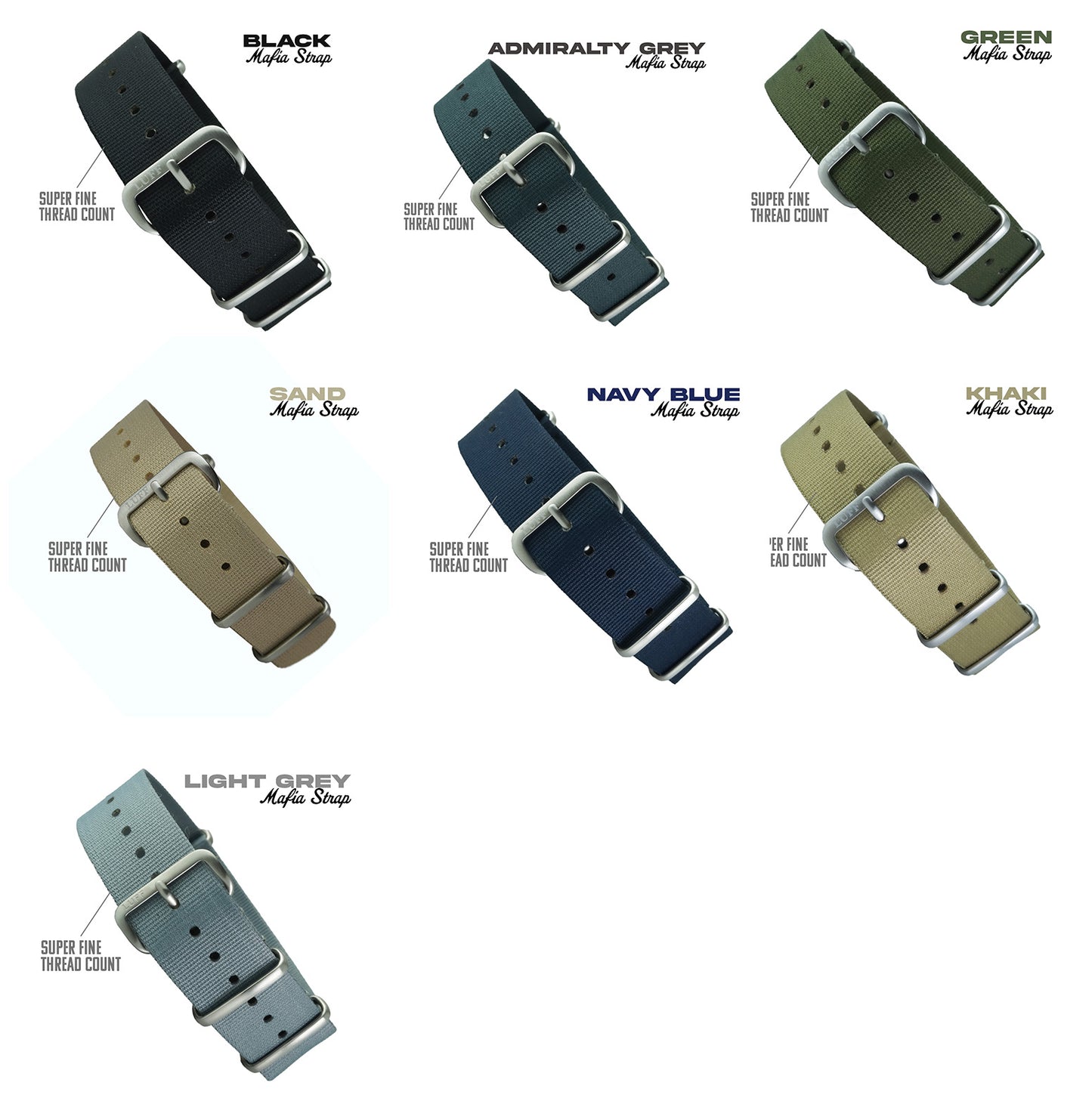 Plain Color Variant Mafia Strap 18, 20, 22mm