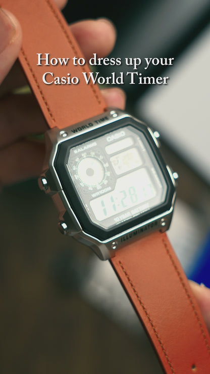 Vintage Leather strap for Casio Worldtimer