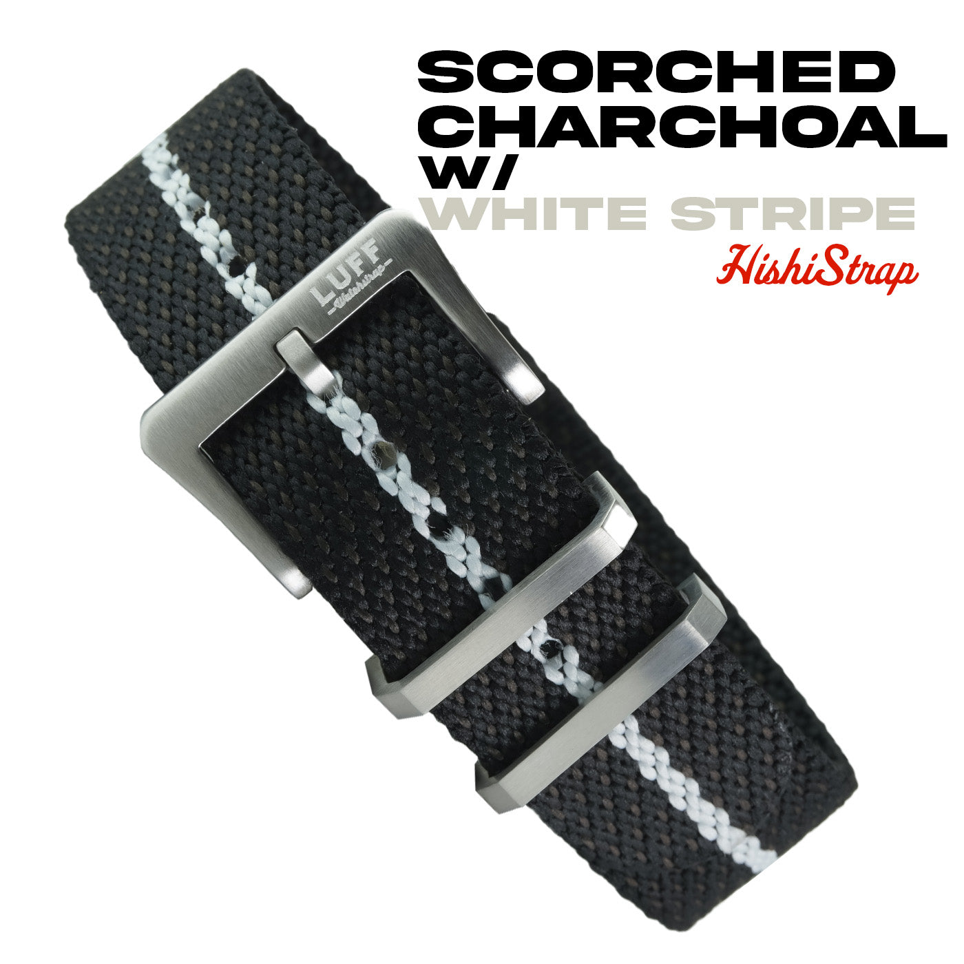 Black Charcoal with White Stripes - HISHI STRAP 20mm (6824825061463)