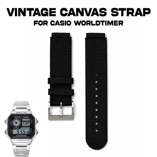 Vintage Canvas for Casio Worldtimer 22-18mm