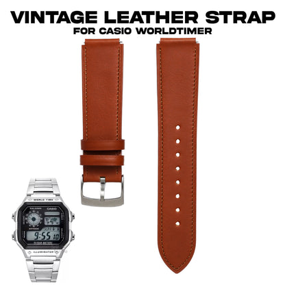 Vintage Leather strap for Casio Worldtimer