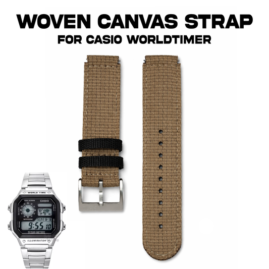 Woven Canvas for Casio Worldtimer 22-18mm