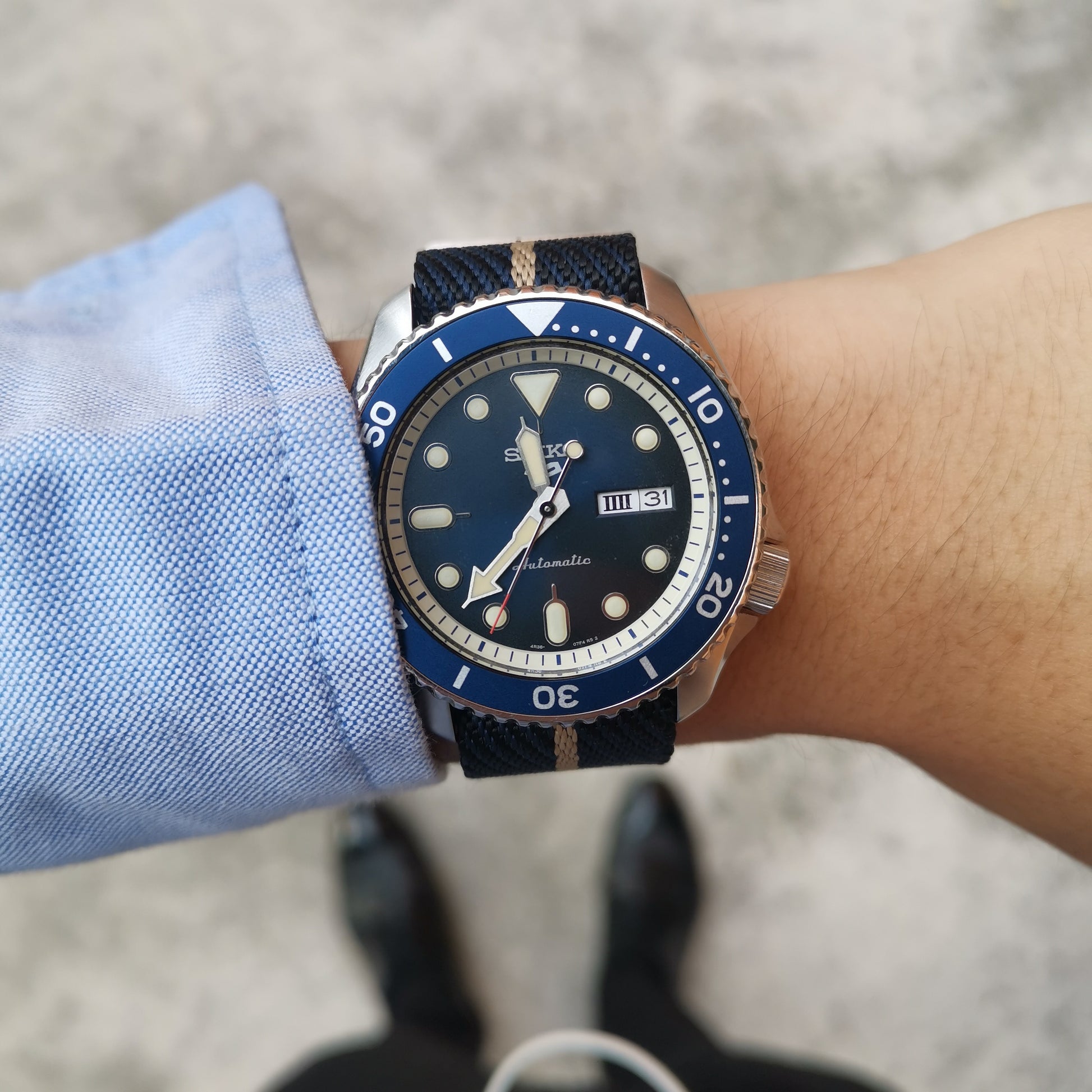 Nautical with Beige stripes - Woven strap (3717710282803)
