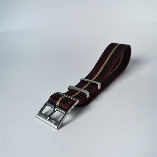 Crimson with beige stripes - Woven strap (4358007717975)