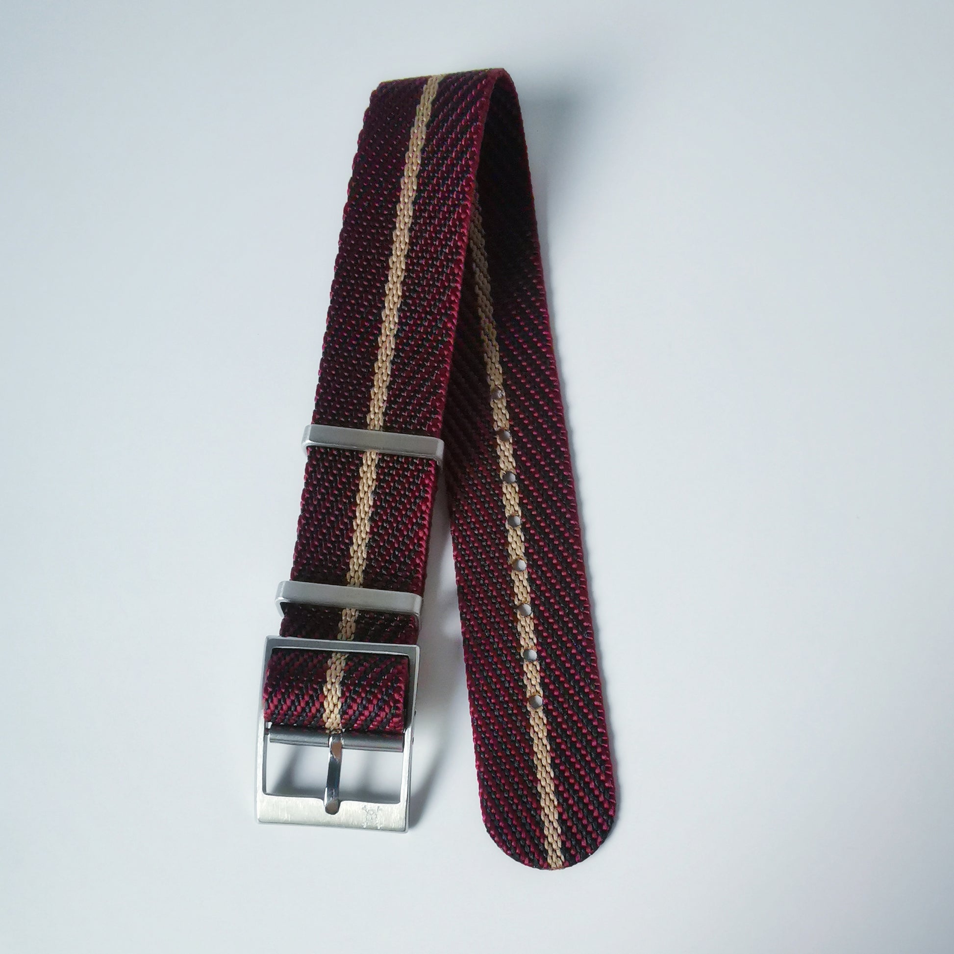 Crimson with beige stripes - Woven strap (4358007717975)
