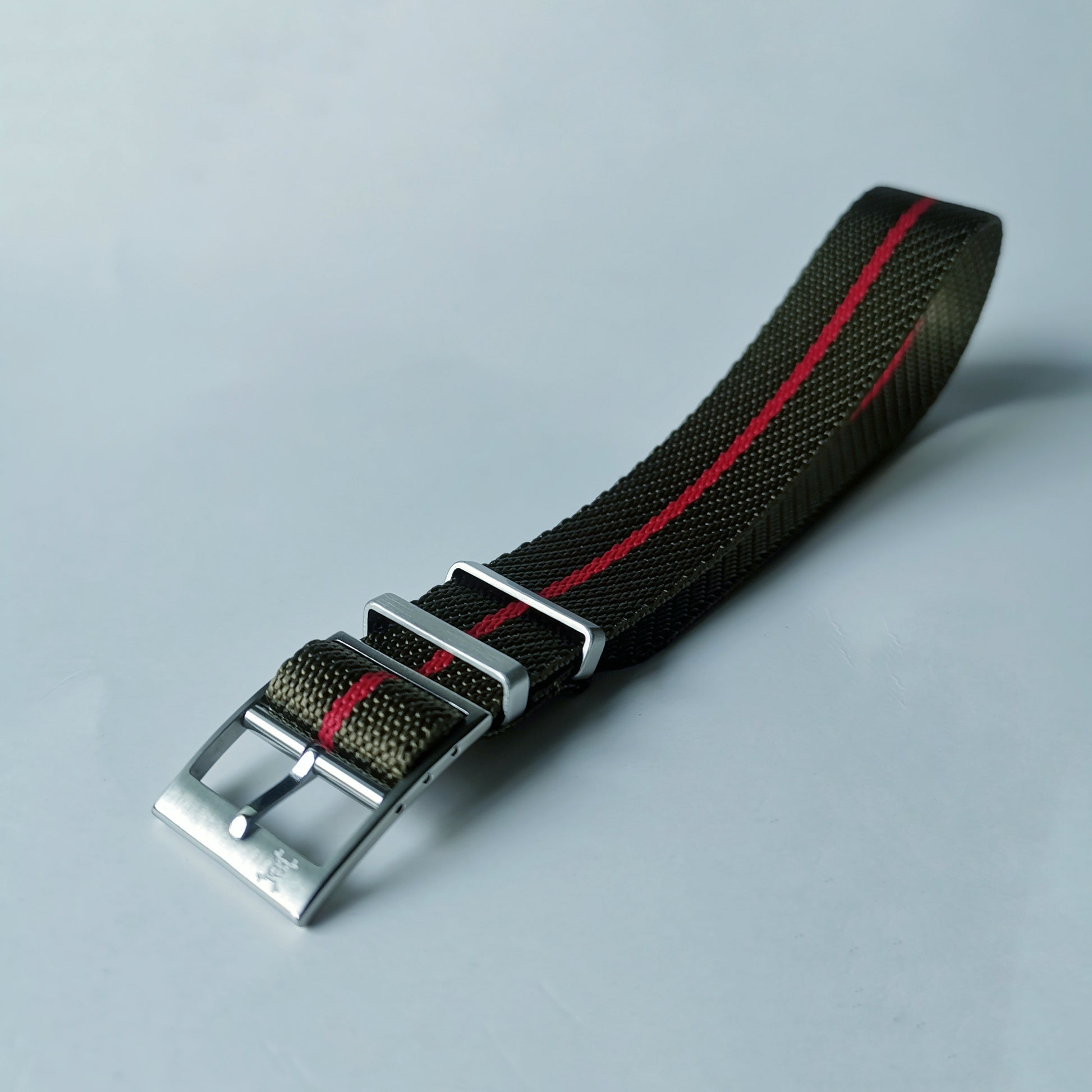 Green with Red Stripe - Woven strap (4462383071319)