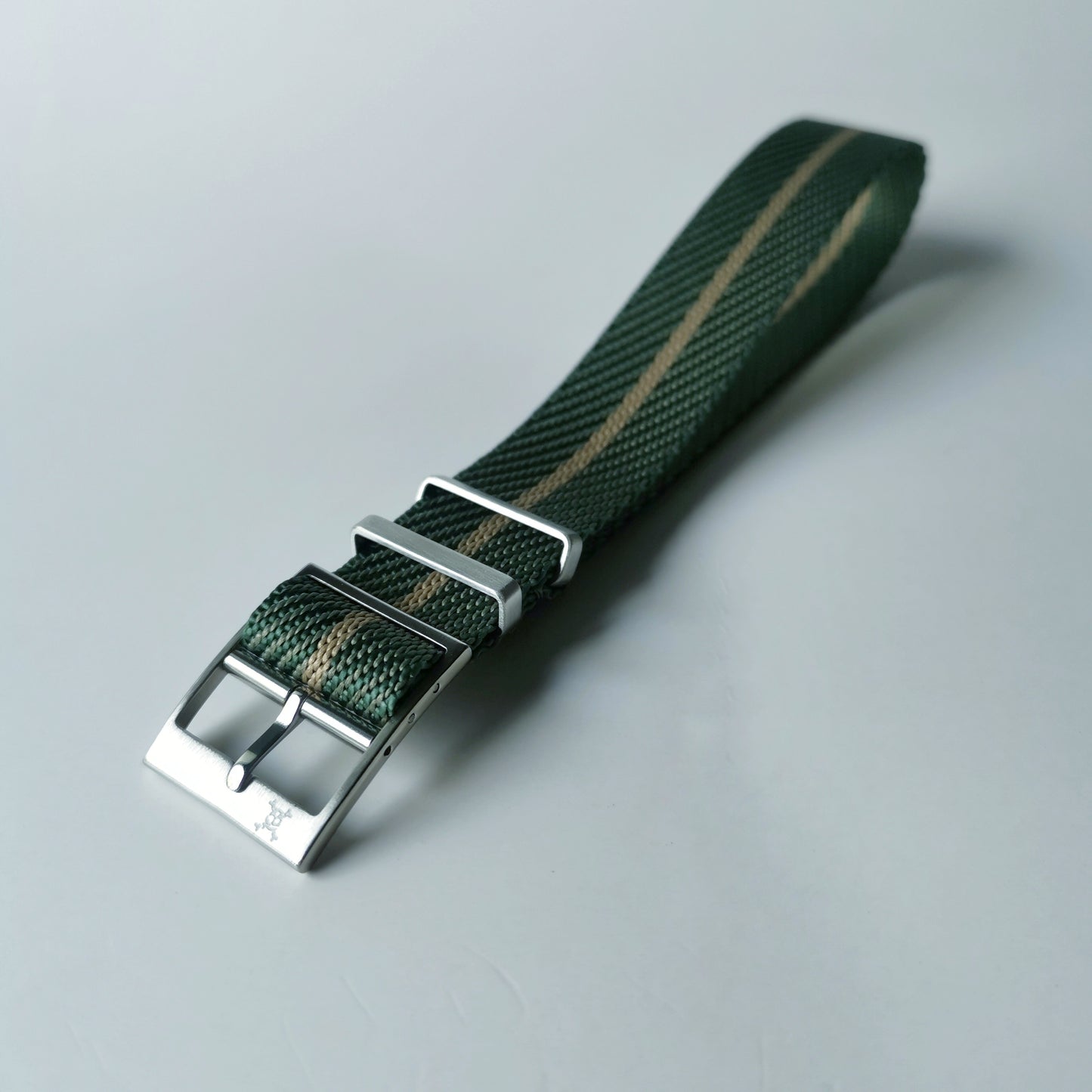 Teal with Beige Stripe - Woven strap (4462383464535)