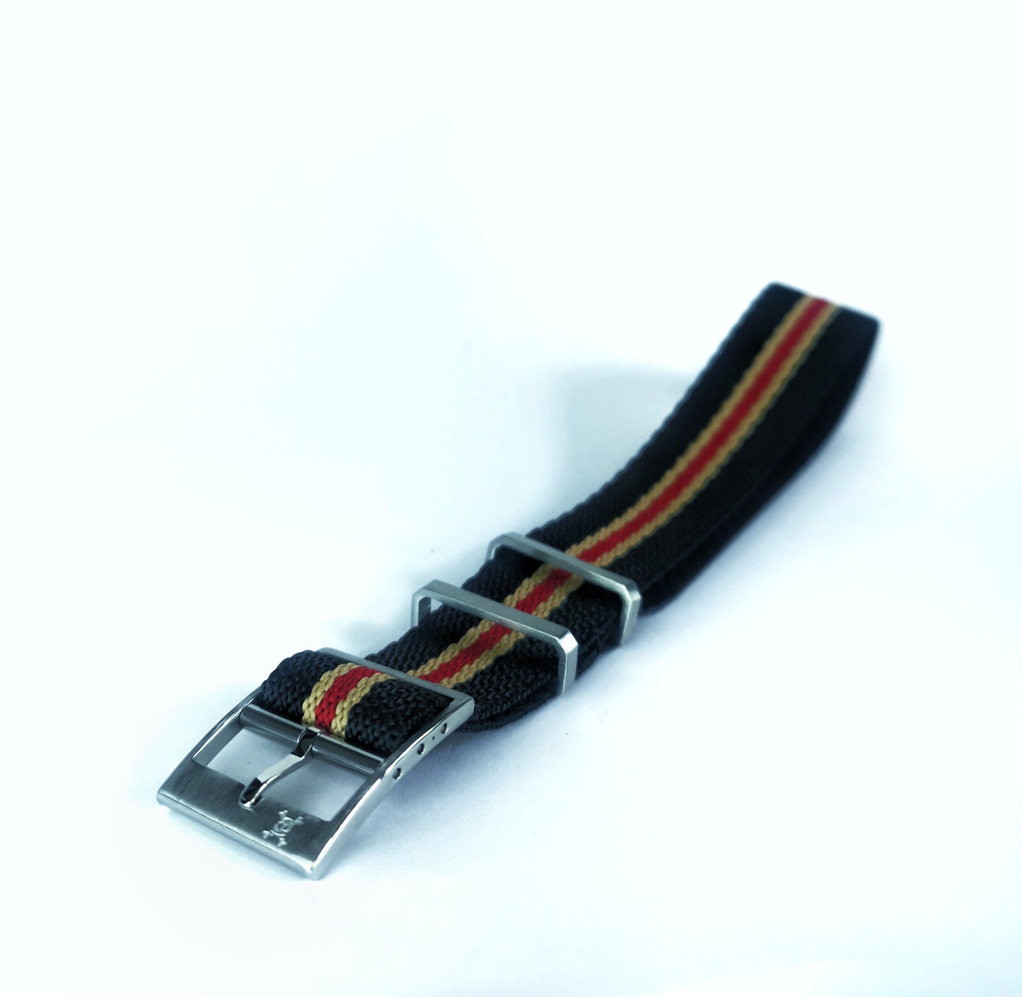 Vintage Black with Crimson & Khaki Stripe - Woven strap (6565357289559)