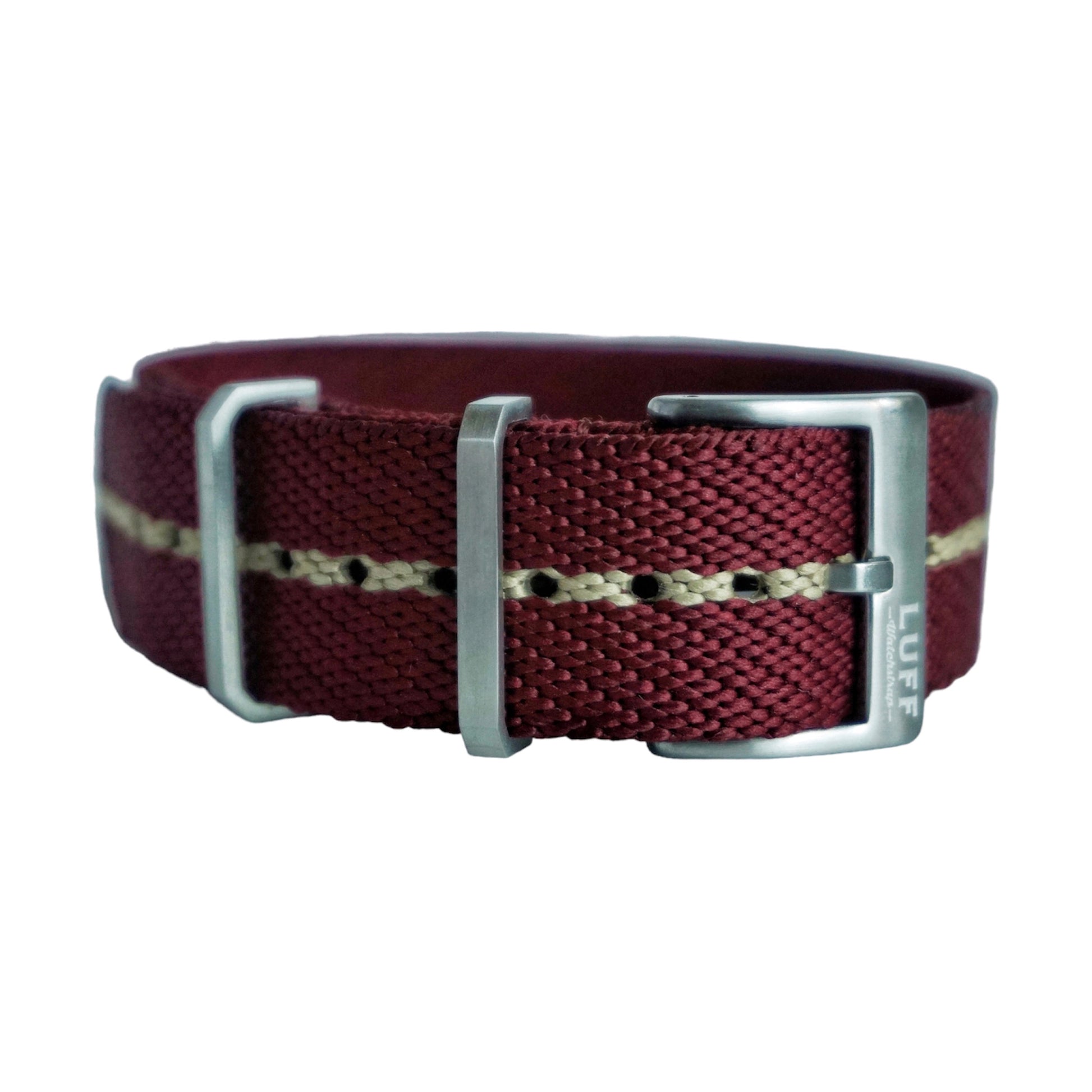 Crimson Noir with Khaki Stripes- HISHI STRAP 20mm (6873497894999)